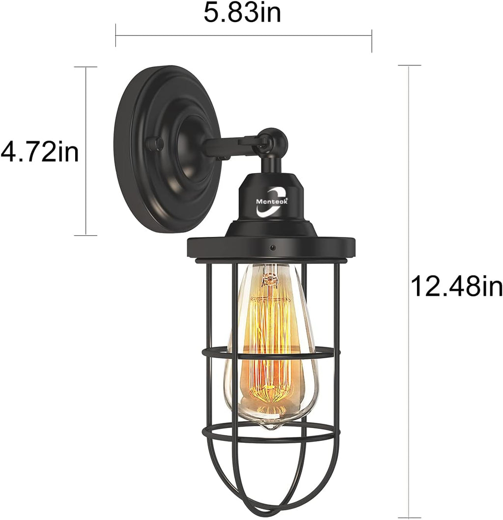 Plug in Wall Sconces Set of 2 Black Wire Cage Wall Light Fixtures L524267