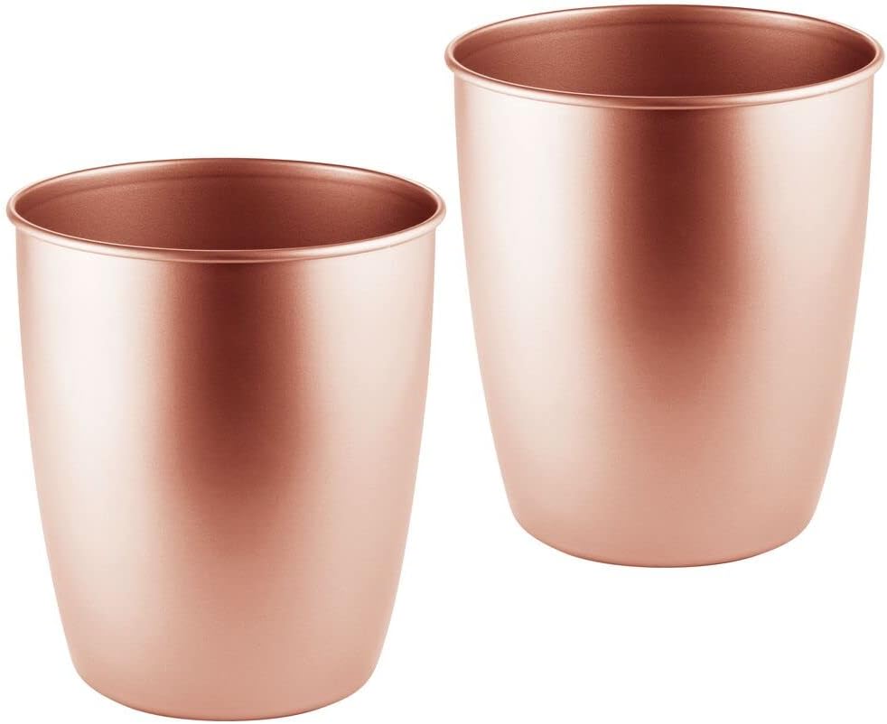 Round Metal Small Trash Can 2 Pack Satin B1308