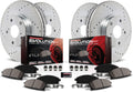 Front and Rear Carbon Fiber Brake Pads with Drilled & Slotted Brake Rotors Kit Y97869