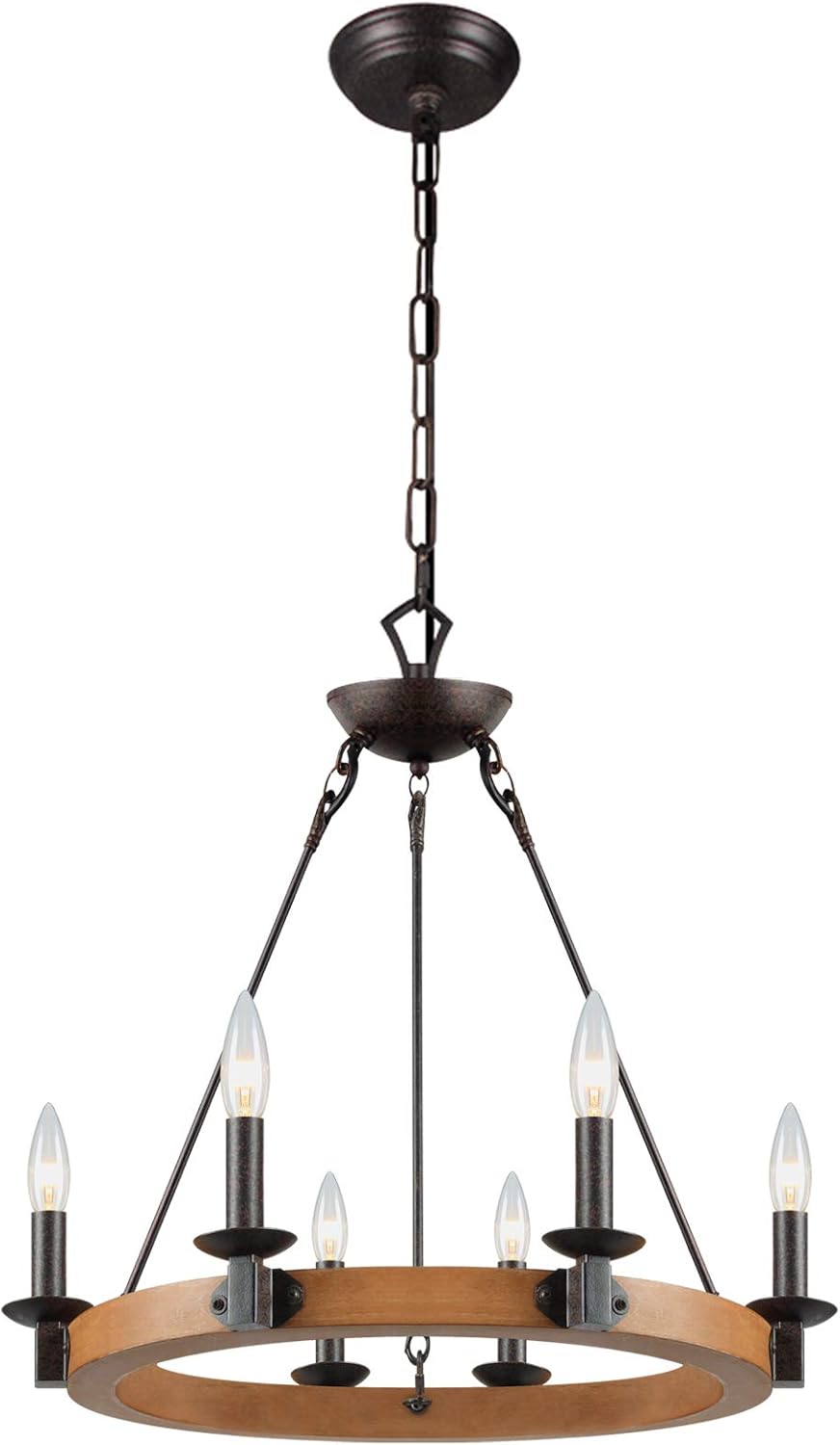6 Light Wagon Wheel Chandelier C49295