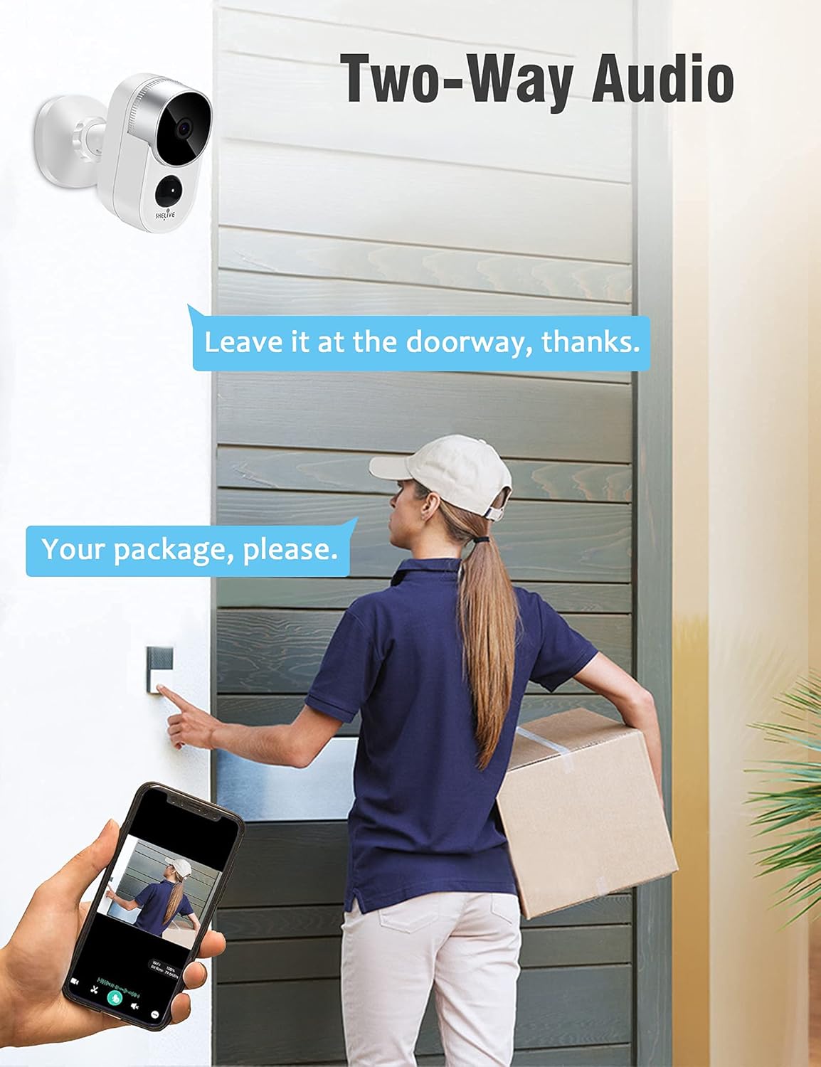 Wireless Rechargeable Battery Security Camera 1080P HD Waterproof Night Vision V217