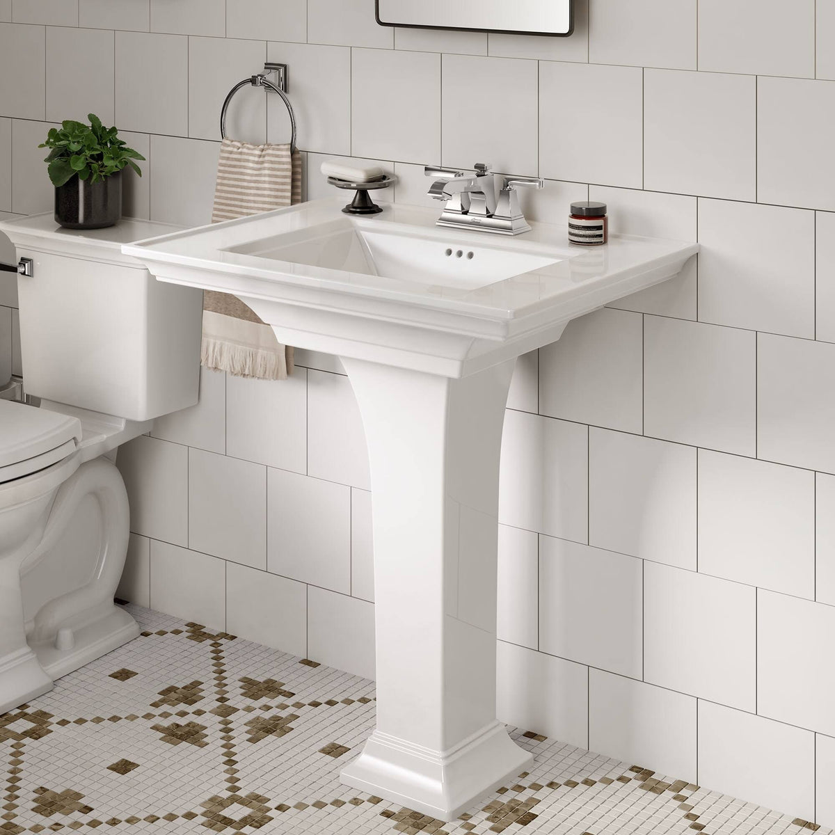 White Pedestal Bathroom Sink D157608