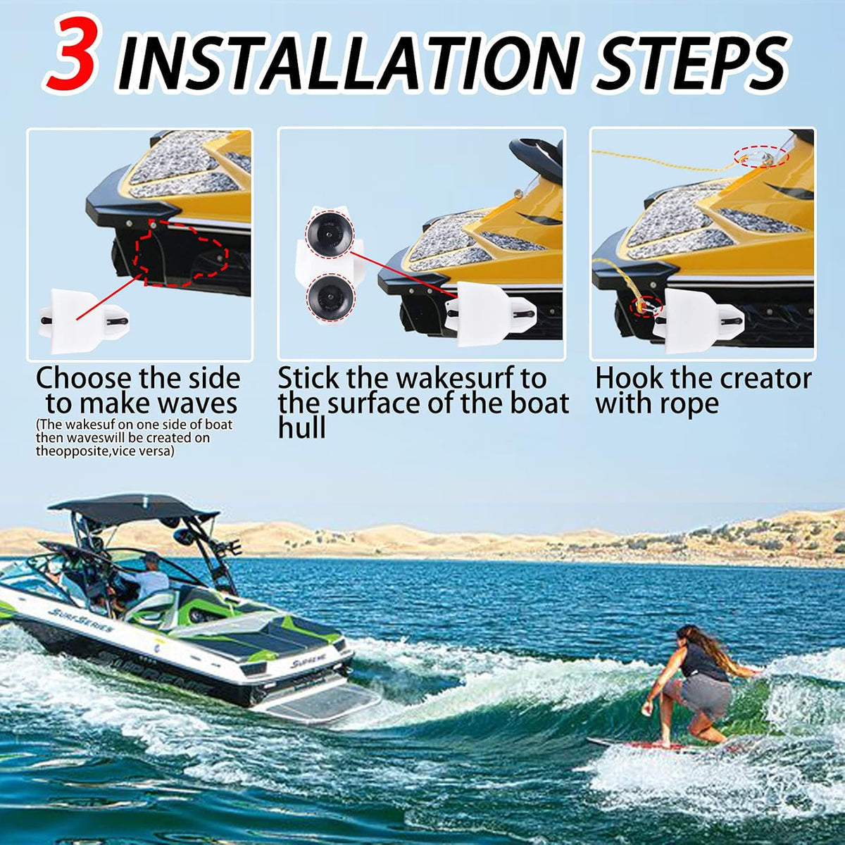 Wakesurf Surfing Wake Equipment with Suction Cups N127