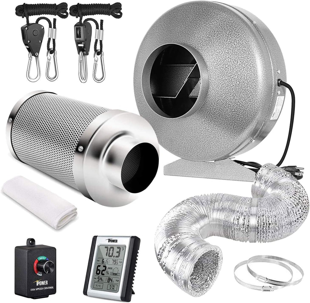 6 Inch Inline Fan Carbon Filter 8 Feet Ducting Combo W33418