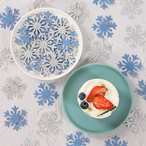 100pcs Glitter Paper Silver Blue Table Confetti O7894