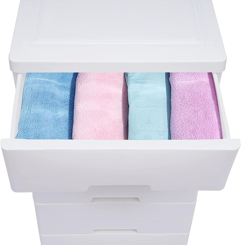 White 5 Drawer Plastic Rolling Storage Cabinet R502755