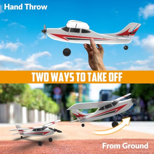 RC Plane Trainer 3CH Remote Control Airplane with Prop Saver, 6-Axis Gyro Stabilizer, 400mm Green V50642