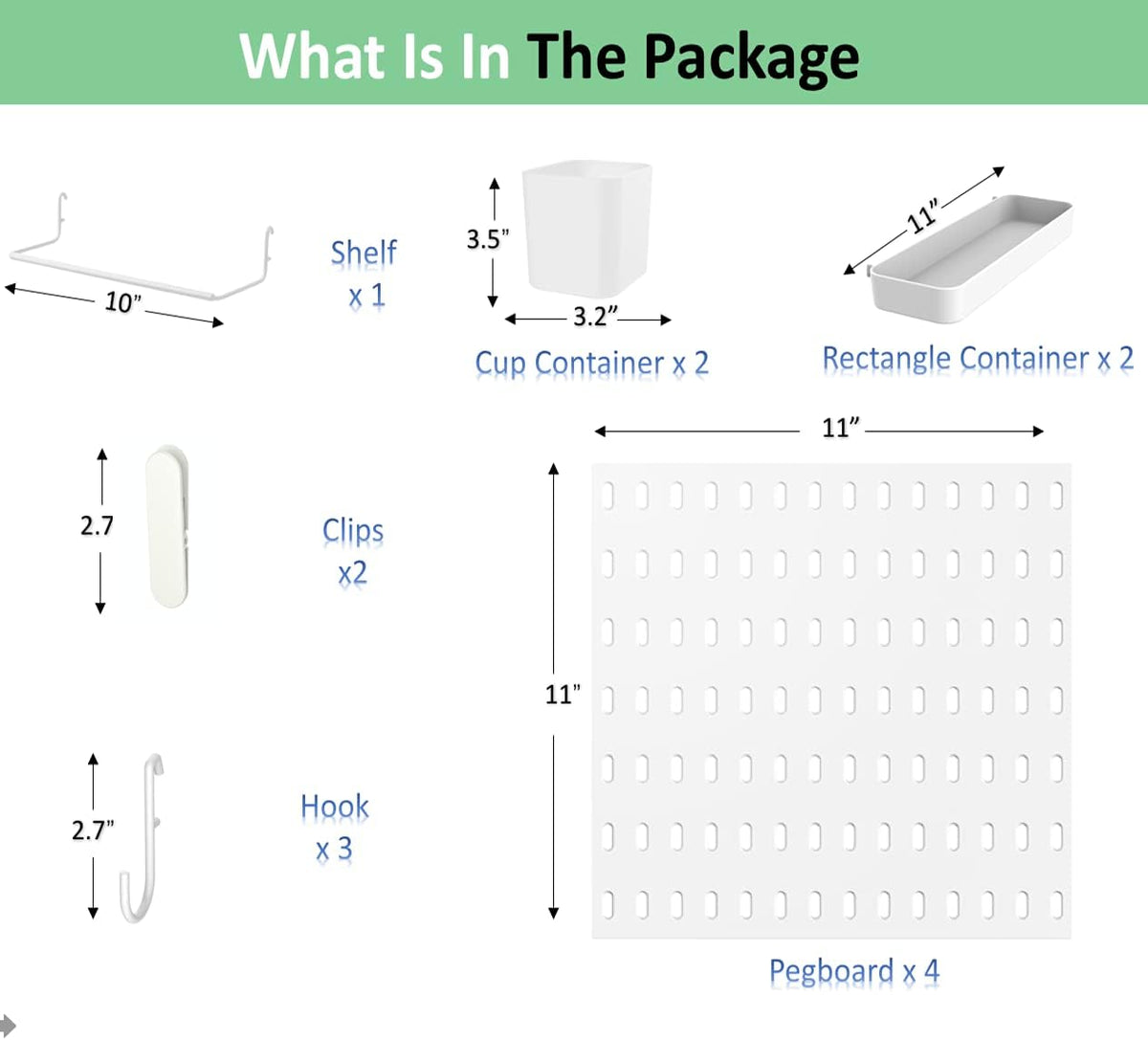 Pegboard Wall Organizer Kit 4 Boards 14 Piece Accessories 22x22 White Pack of 2 P31728