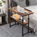Brown Height Adjustable Portable Desk with Wheels D13779