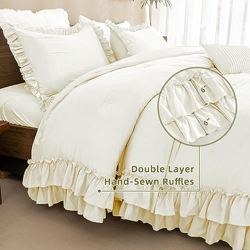Pink Queen Size 3 Pieces Ruffle Comforter Set O3131