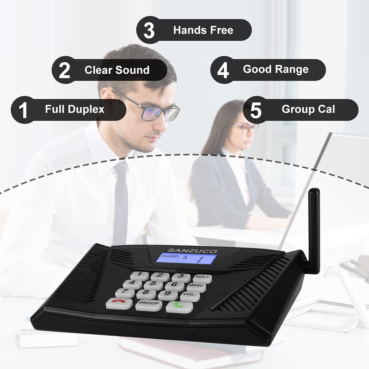 Wireless Hand Free Two Way Intercom System 18 Channels Pack 2 J8381