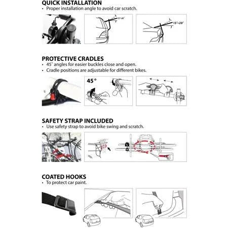 Black 2-Bike Trunk Mount Bicycle Carrier K6299