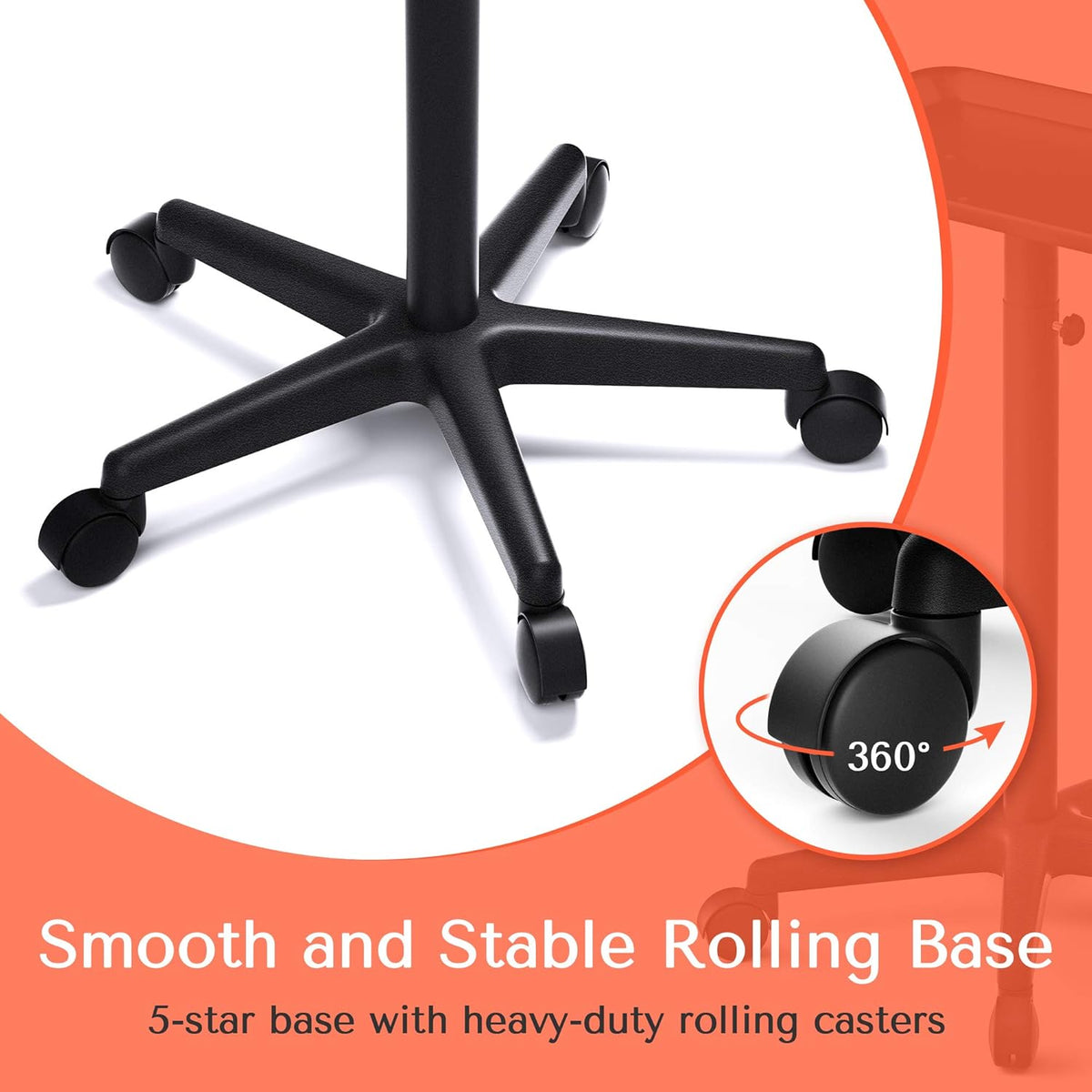 Black Adjustable Salon Tray on Wheels B959