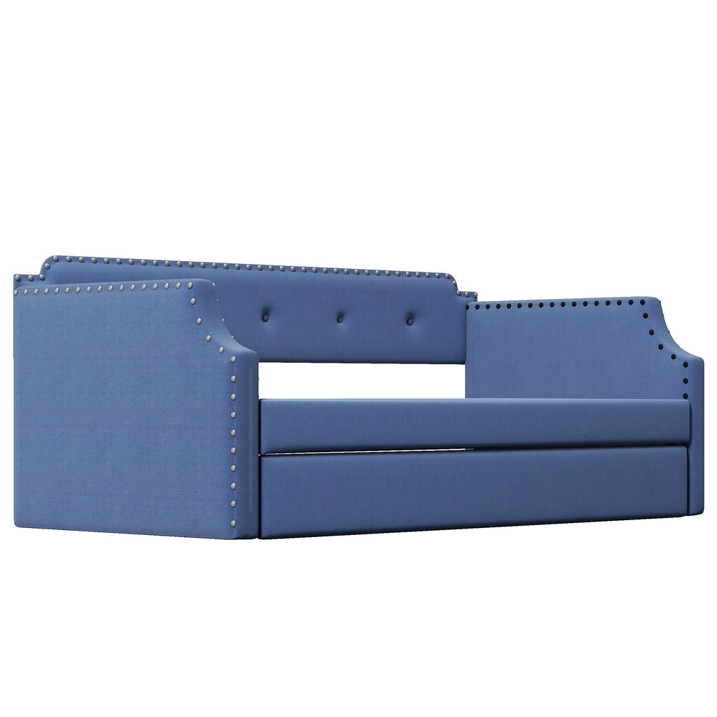 Twin Size Upholstered Daybed with Trundle Blue P165038