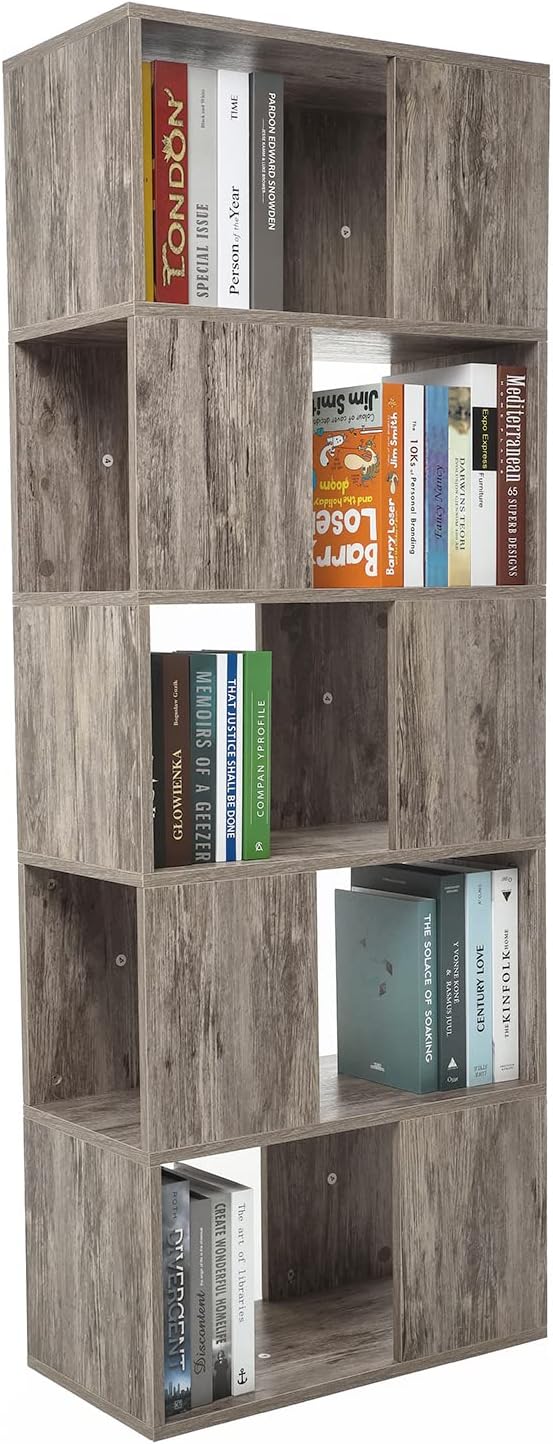 5 Tier White Wood Bookcase S791
