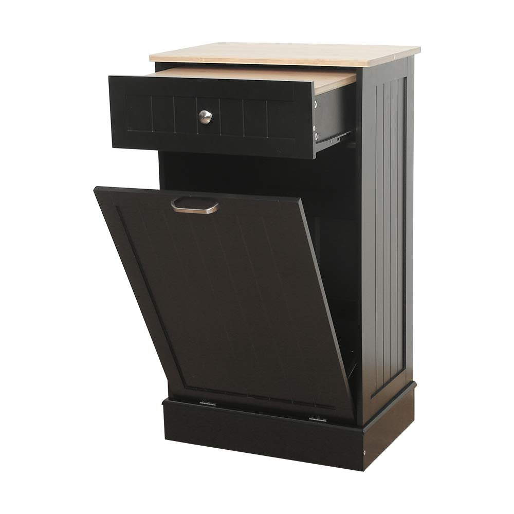 White Tilt Out Trash Cabinet with Cutting Board T852