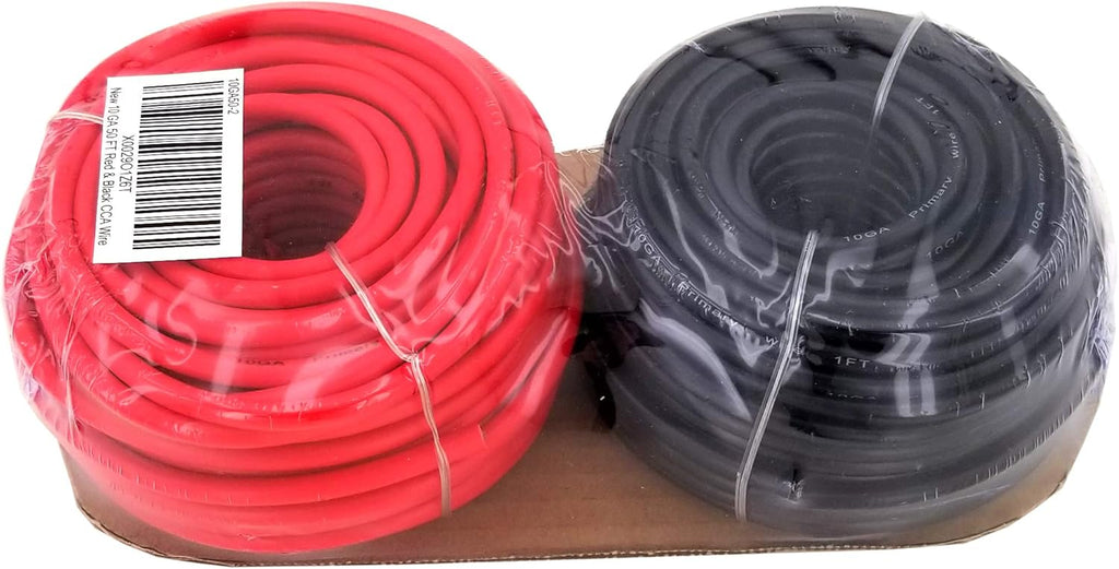 10 Gauge Stranded Copper Clad Aluminum Primary Wire Combo 100 feet Roll N75557