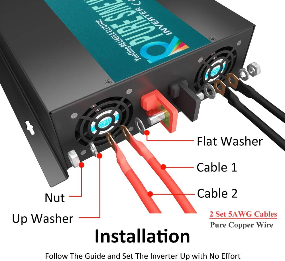 3000 Watt Continuous 6000 Watt Peak 36v Pure Sine Wave Power Inverter with 2 AC Outlets H31949