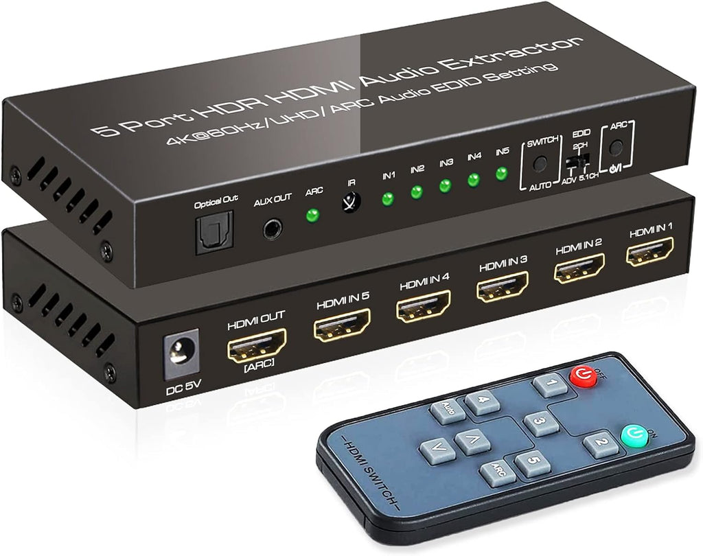 4K@60Hz 5 in 1 Out HDMI Switch Audio Extractor P654849