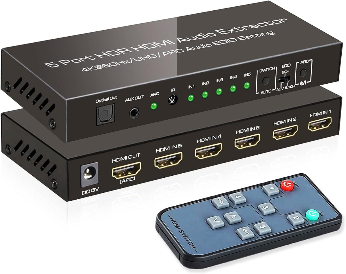 4K@60Hz 5 in 1 Out HDMI Switch Audio Extractor P654849