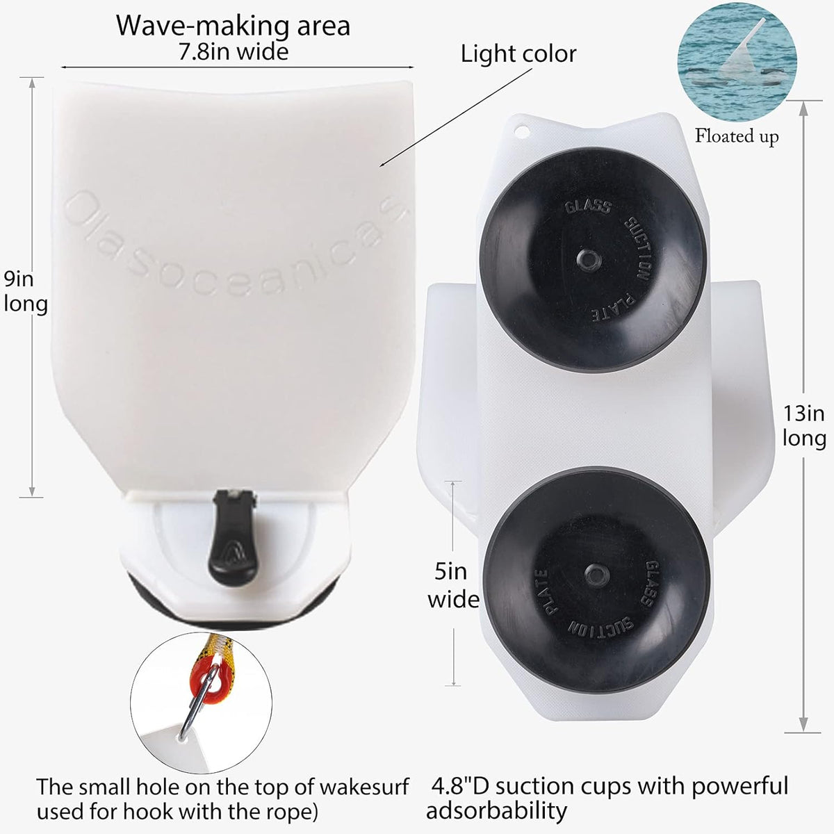 Wakesurf Surfing Wake Equipment with Suction Cups N127