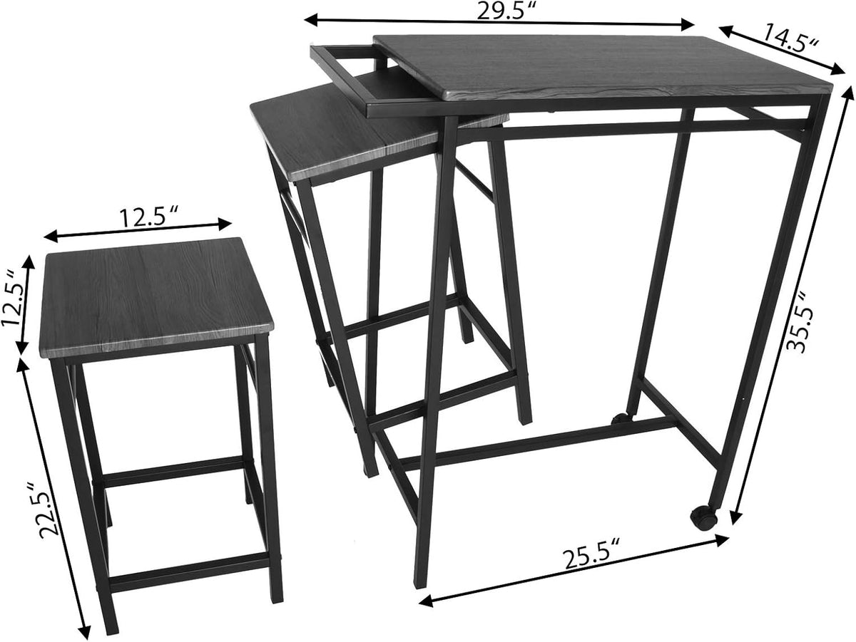 3 Piece Pub Table Set with 2 Stools W6804