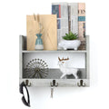 Rustic Wood Floating Storage Shelf with 3 Hooks J304