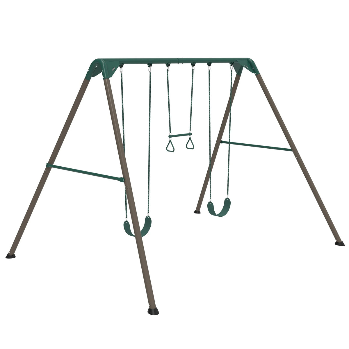 Kid's Metal Swing Set with 2 Belt Swings and Trapeze Bar D957
