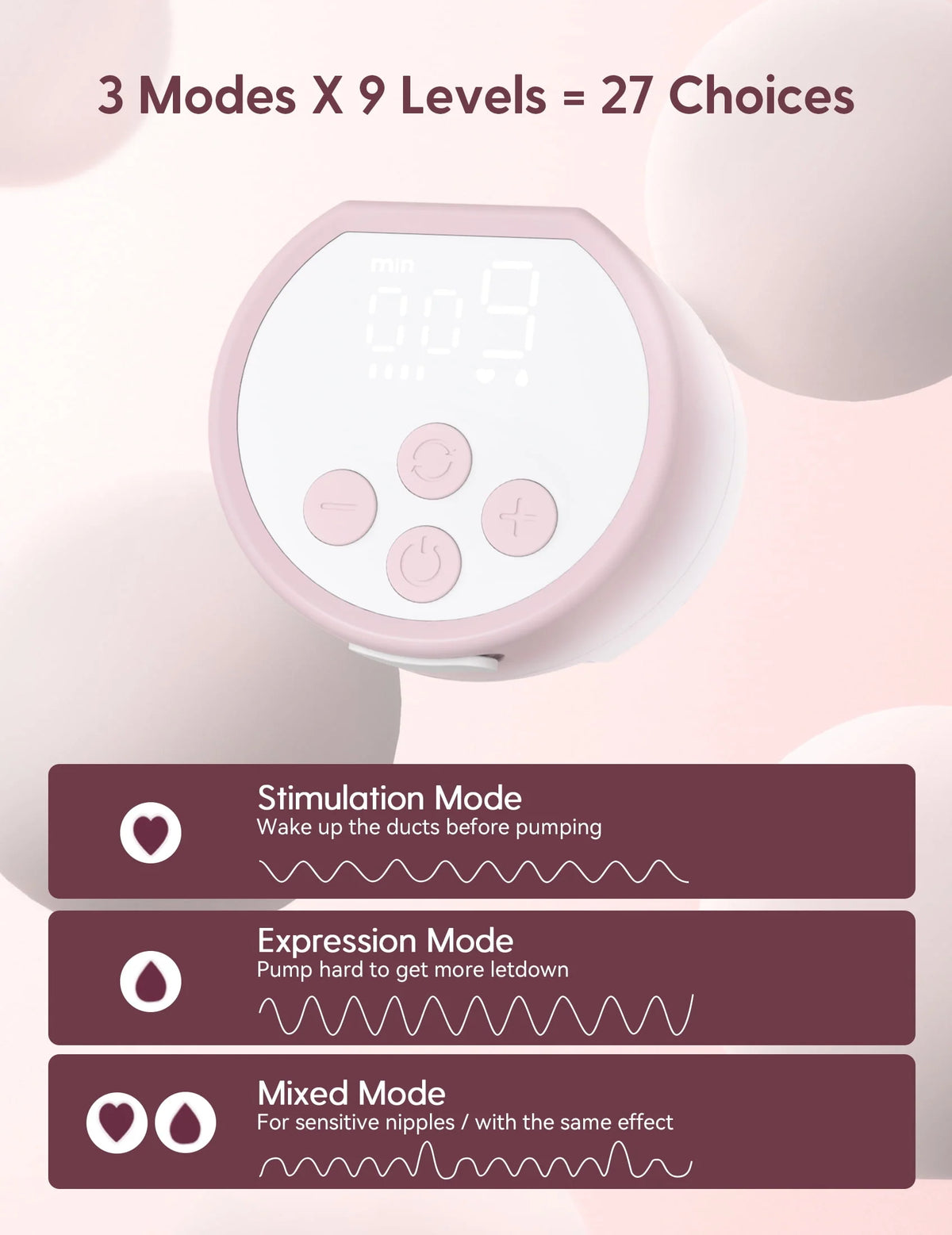 Pink Pro Hands Free Wearable Electric Breast Pump 24mm 2 Pack G95626