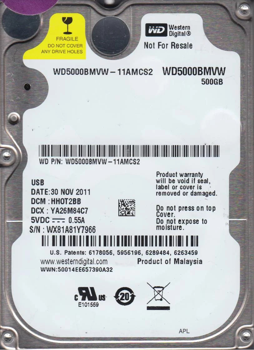 500GB USB 2.5 Hard Drive D4147