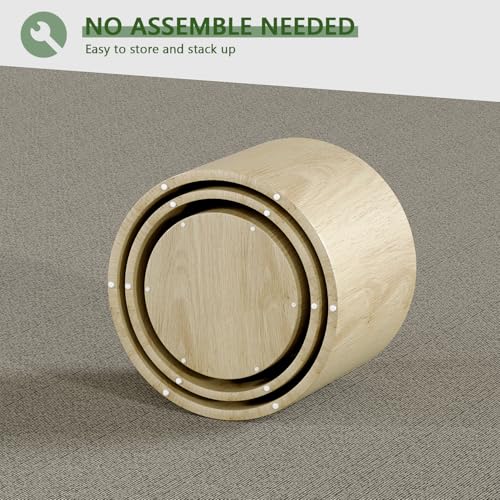 Round Wooden Nesting Coffee Table Set of 3 P93455