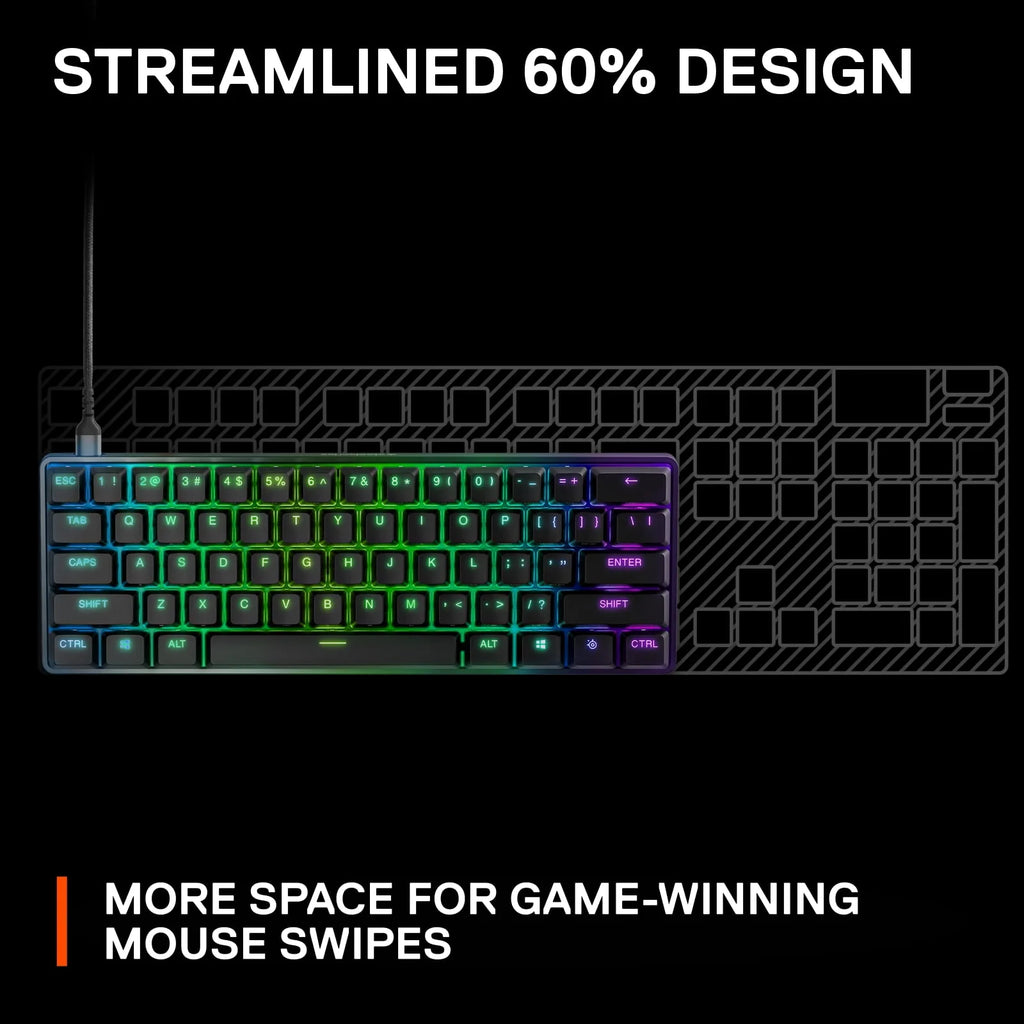 Wired 60% Gaming Keyboard with RGB Lighting - Black O70854
