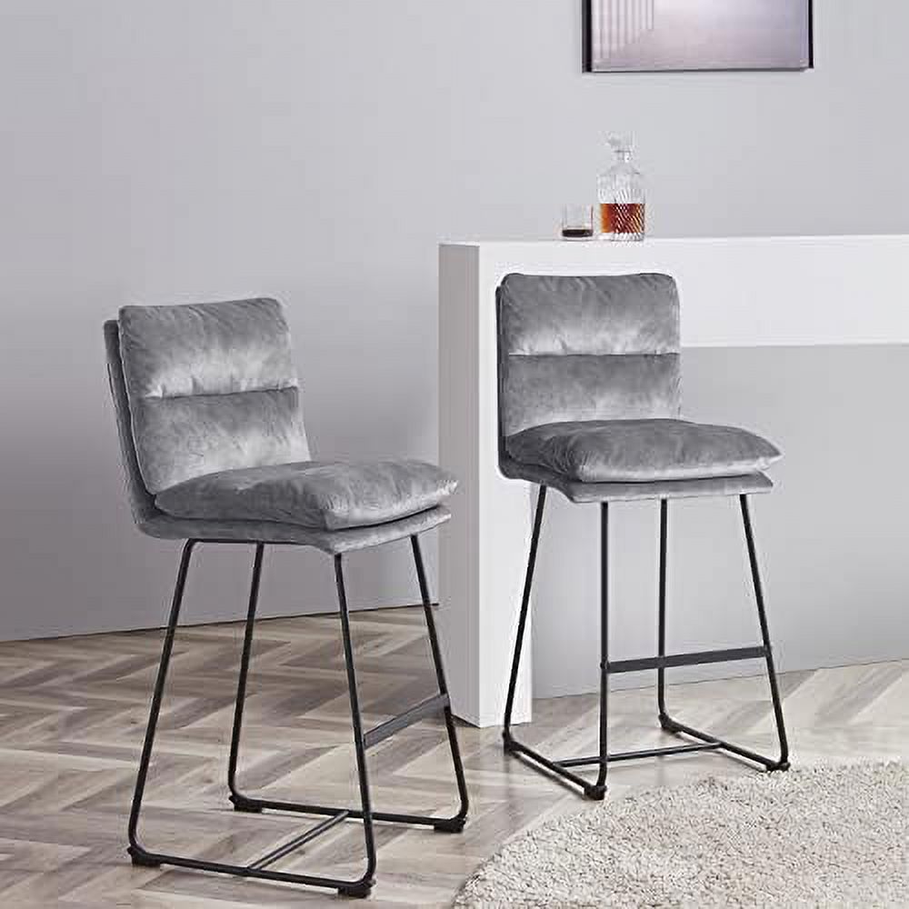 Mid-Century Modern Velvet Barstools Set of 2 H591148