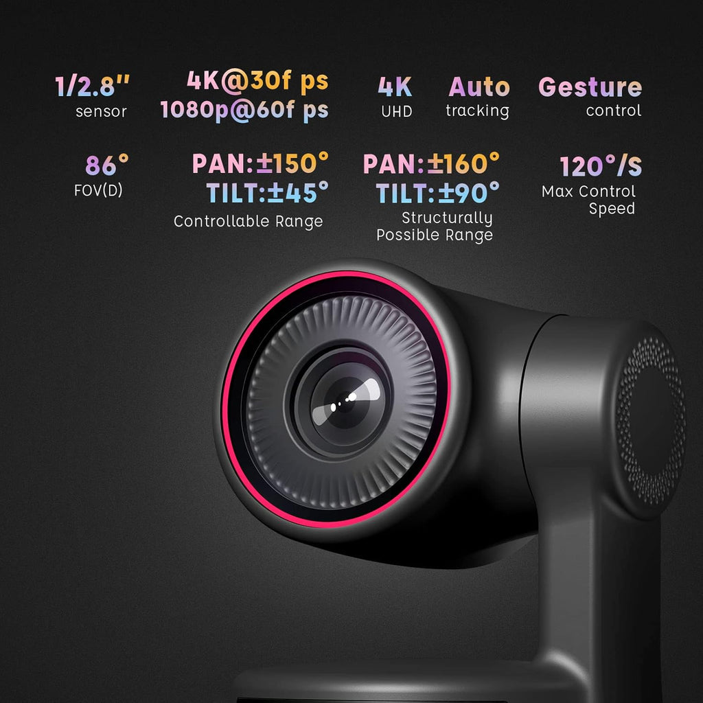 4K PTZ Webcam with Dual Omni-Directional Mic 4X Zoom H7406