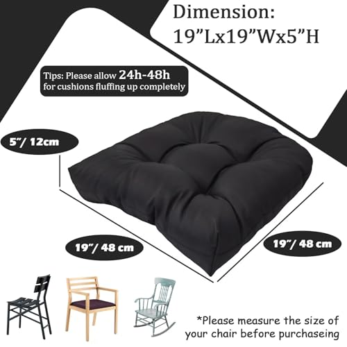Water-Repellent Outdoor Chair Cushions Set of 2, 19”X19” Tufted Seat Cushions E317989