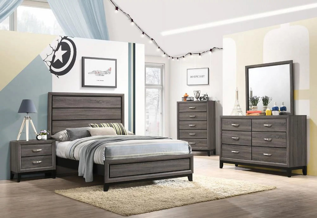5-piece Full Panel Bedroom Set Grey Oak J85183