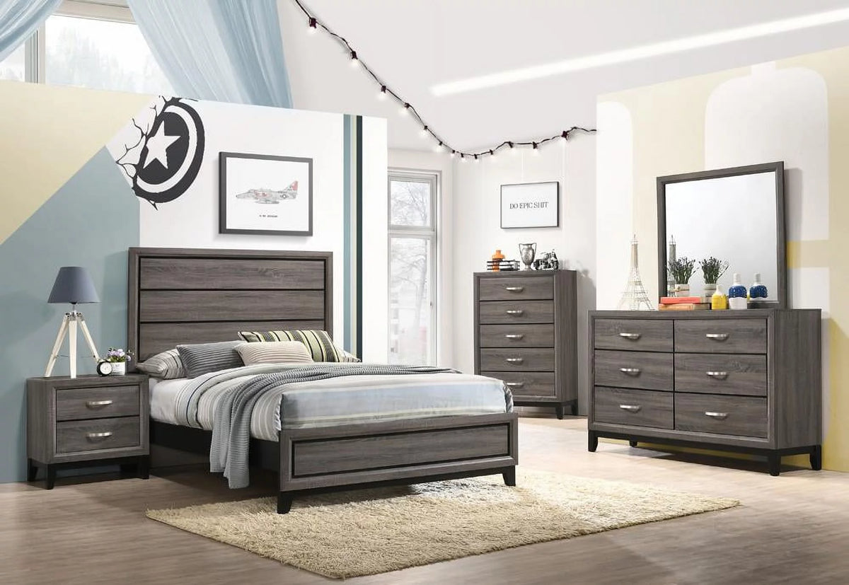 5-piece Full Panel Bedroom Set Grey Oak J85183