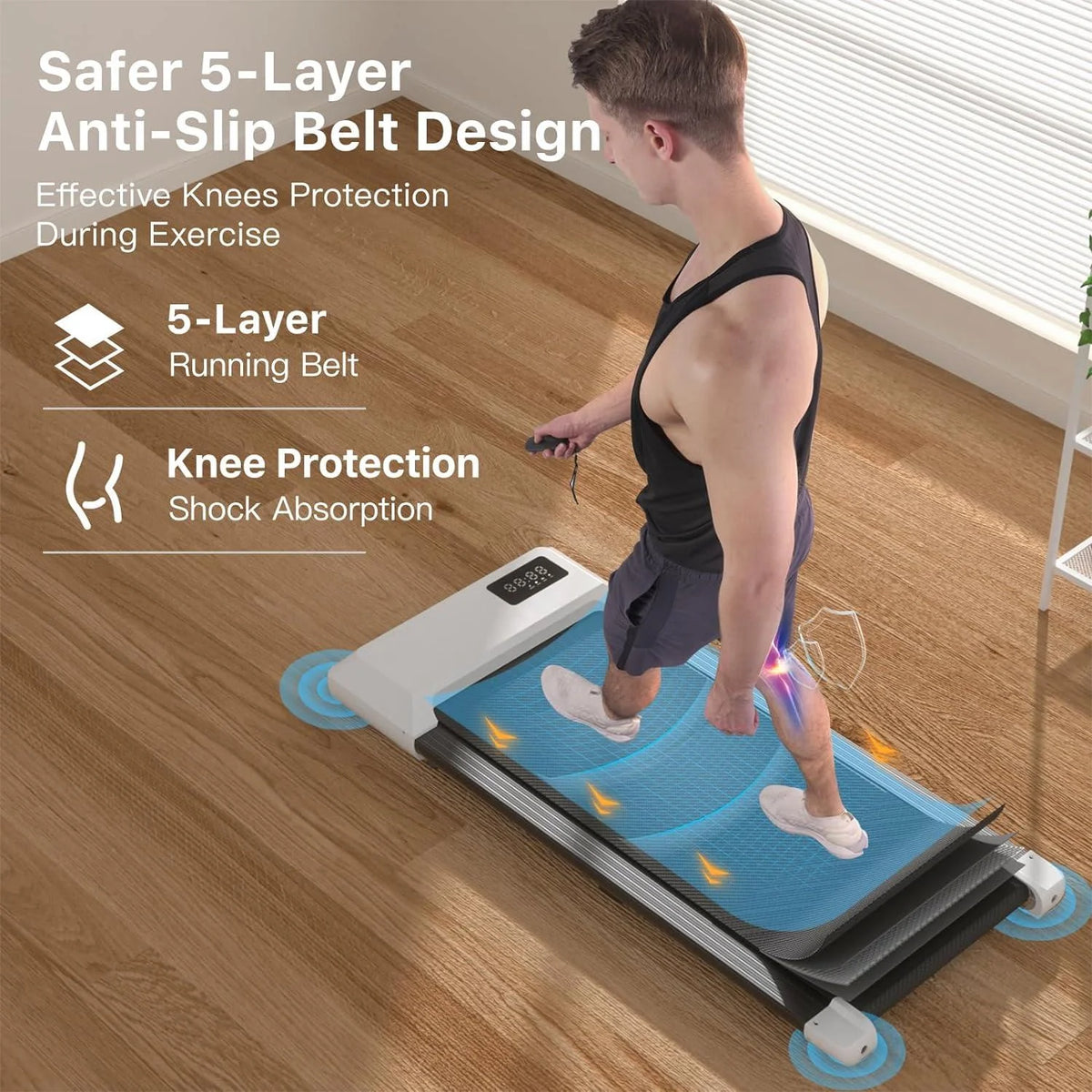 2 in 1 Under Desk Treadmill 300lbs Capacity Gray I6917