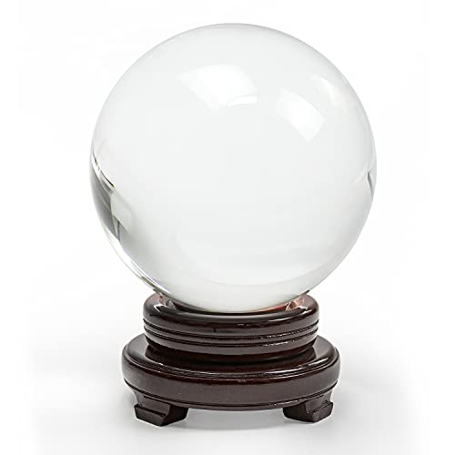 150mm Clear Crystal Ball with Wooden Stand D23870