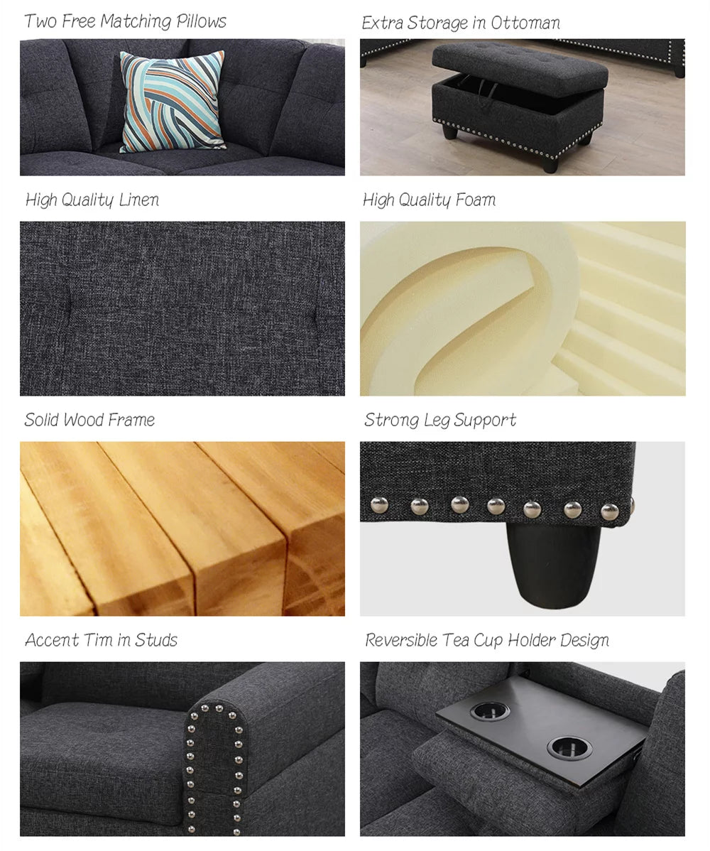 Sleeper Sectional with Storage Ottoman C195601
