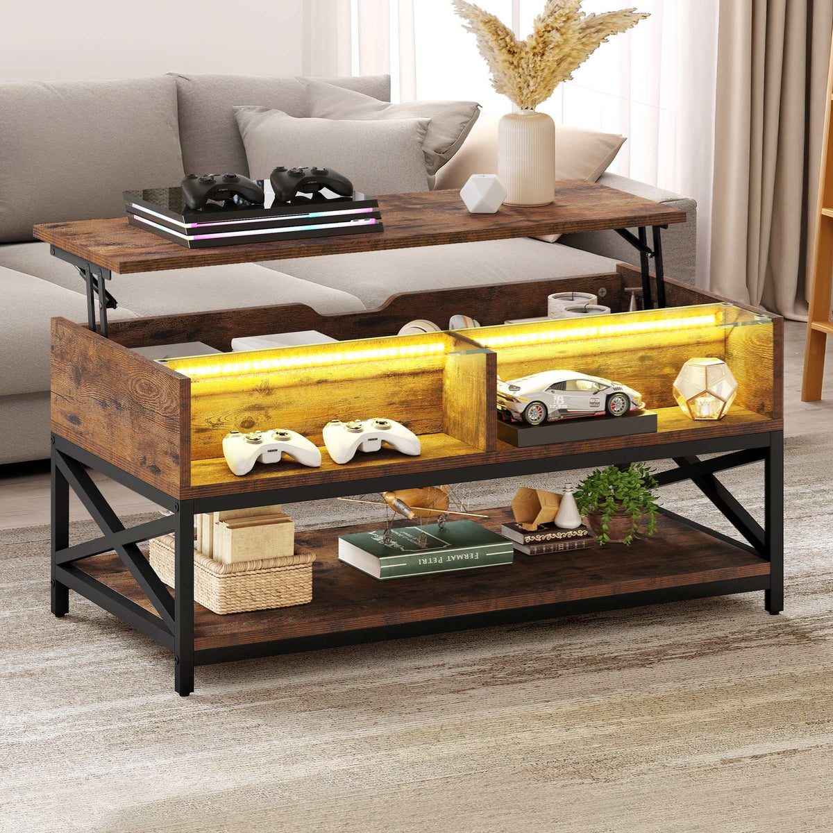 Lift Top Coffee Table with LED Lights H752170