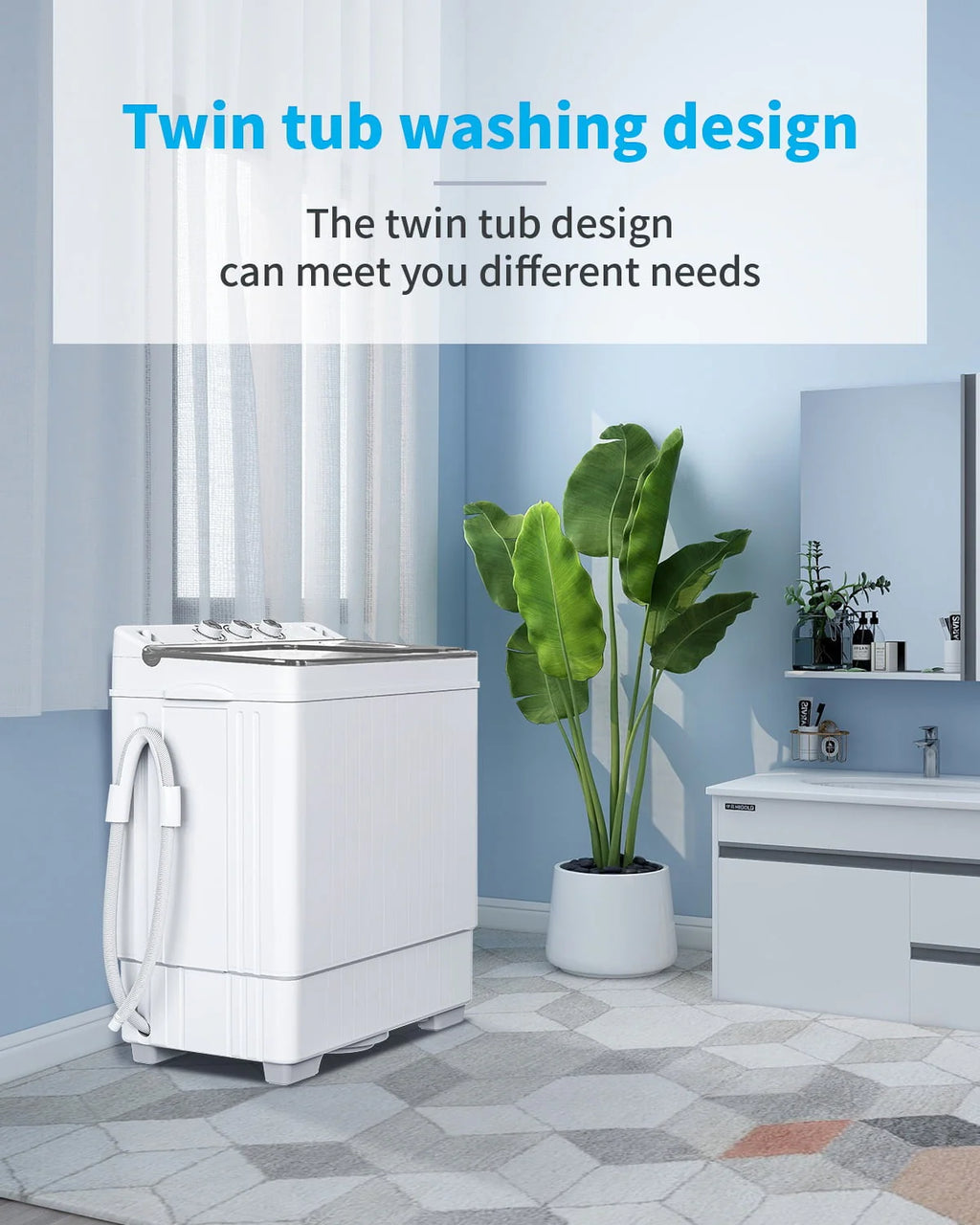 Portable 26lbs Twin Tub Compact Semi-automatic Washing Machine Z900529