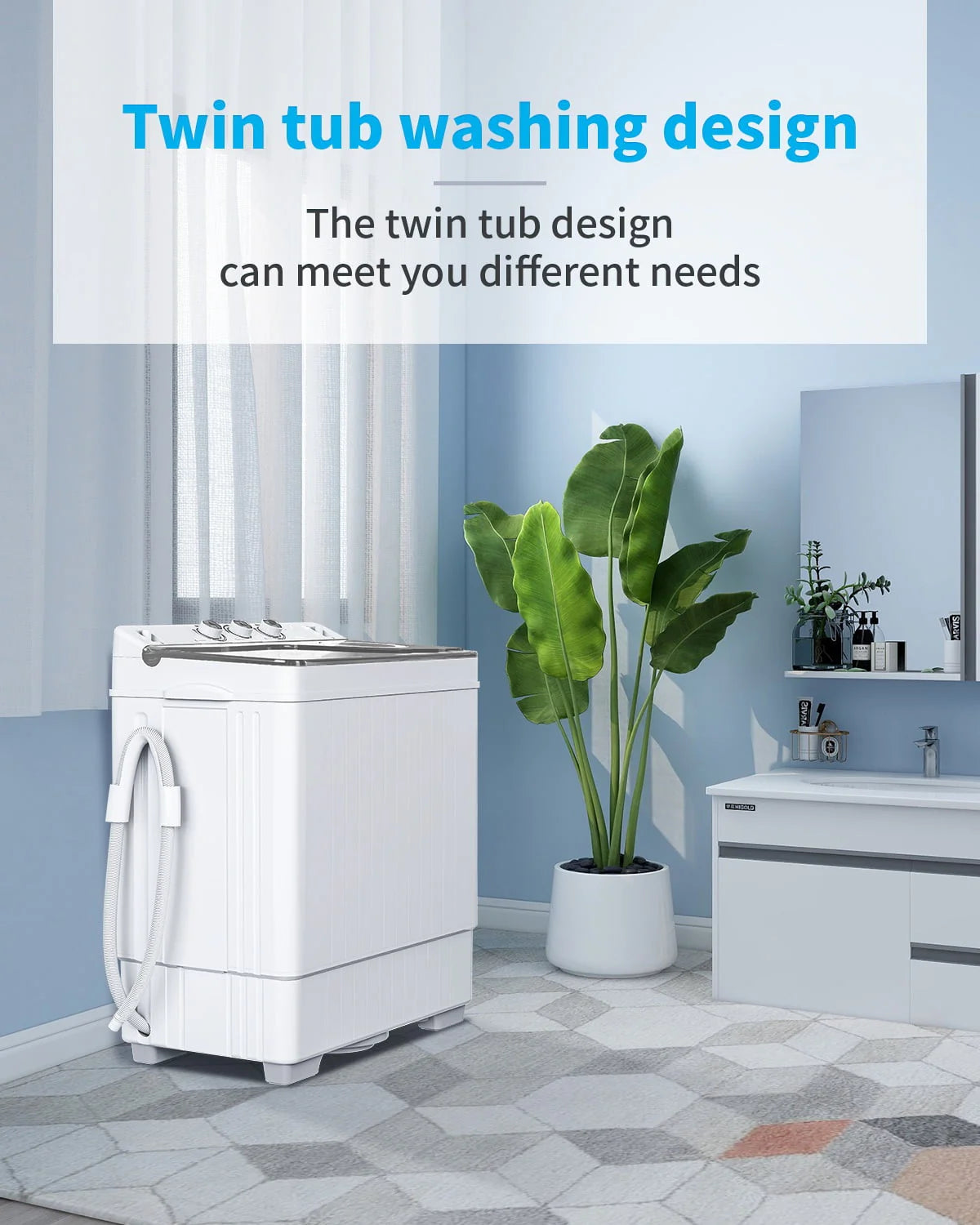 Portable 26lbs Twin Tub Compact Semi-automatic Washing Machine Z900529