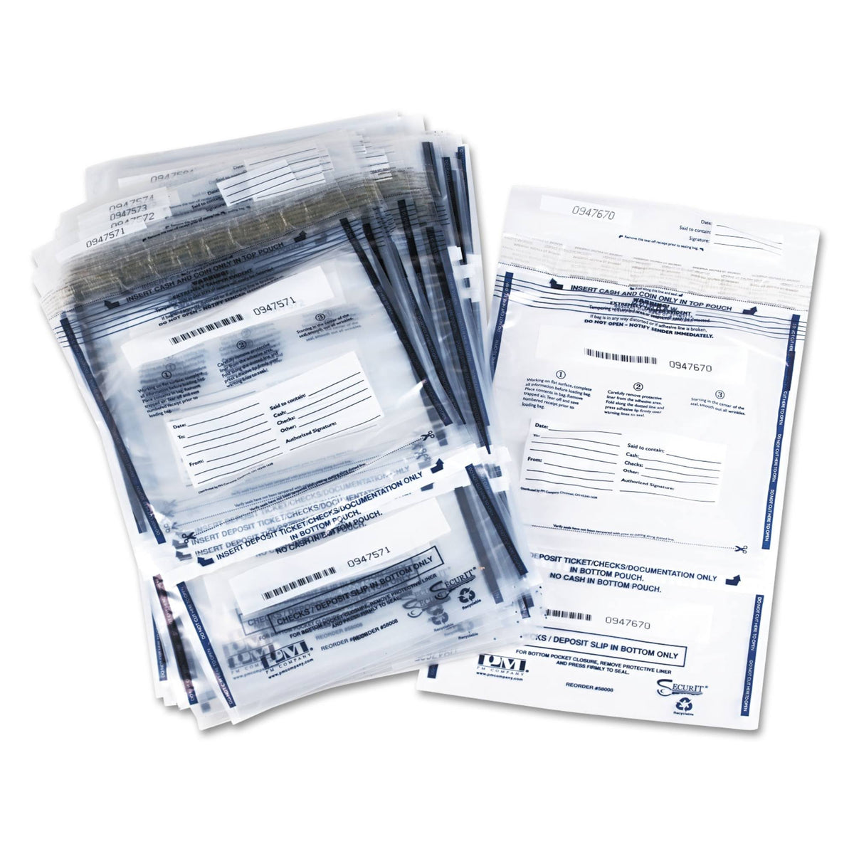Plastic Tamper Evident Deposit Bags 11 x 15 100 Bags/Pack P32778