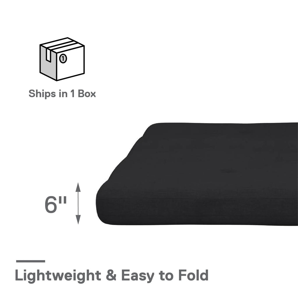 6-Inch Full Black Linen Futon Mattress O75352