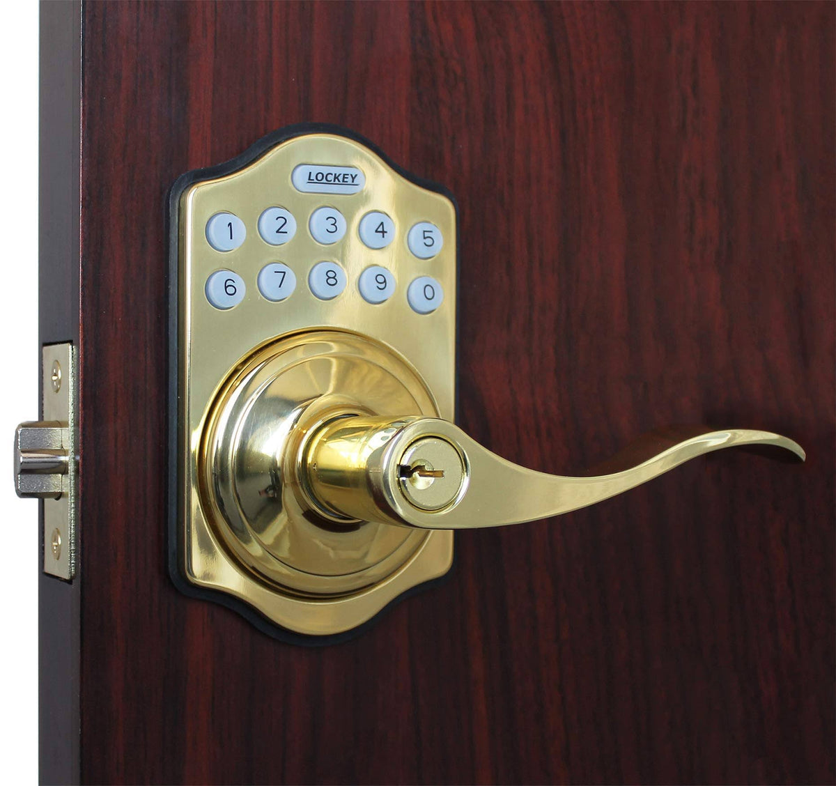 Digital Electronic Door Lever, Bright Brass B4872