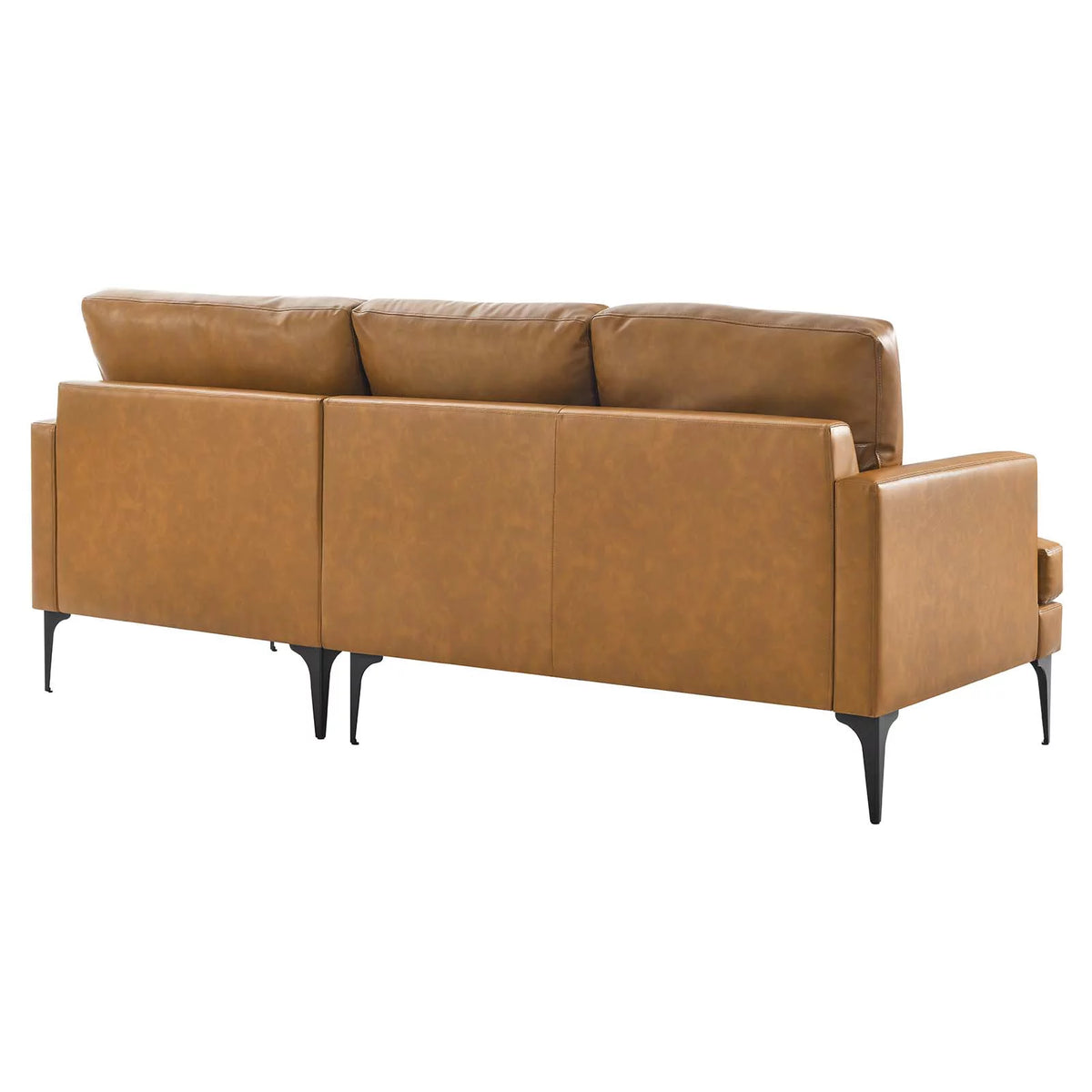Tan Vegan Leather Right-Facing Sectional Sofa O6226