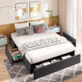 Queen Size Upholstered Platform Bed Frame with 3 Storage Drawers I170730