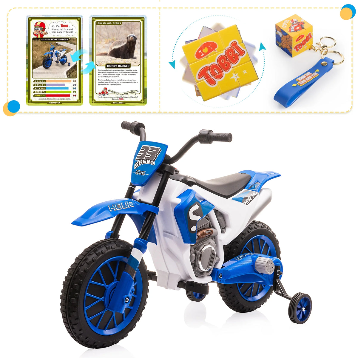 12V Kids Off-Road Ride on Dirt Bike with Training Wheels, Green E1800