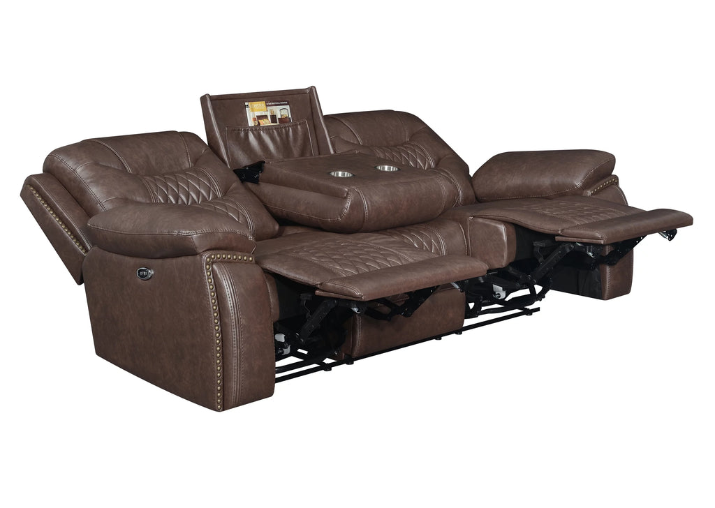 Brown Tufted Upholstered Power Sofa R570339